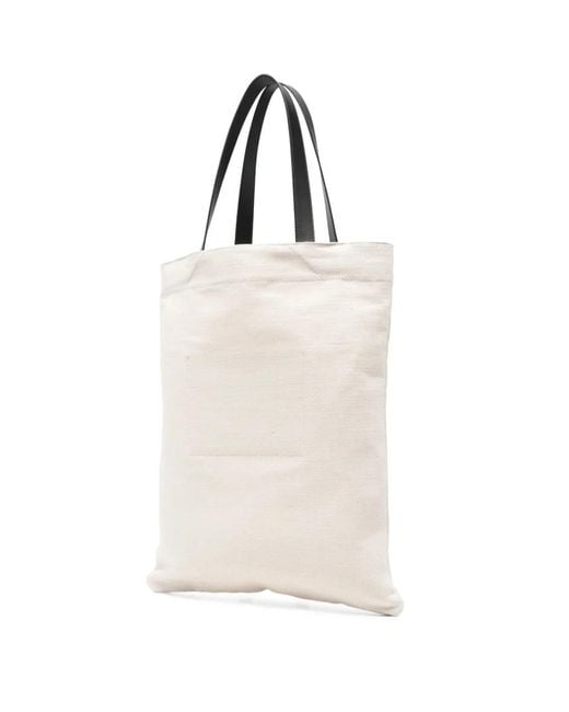 Jil Sander Natural Book Logo Tote Bag