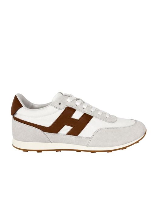 Hogan White Athletic Logo-Patch Panelled Sneakers for men