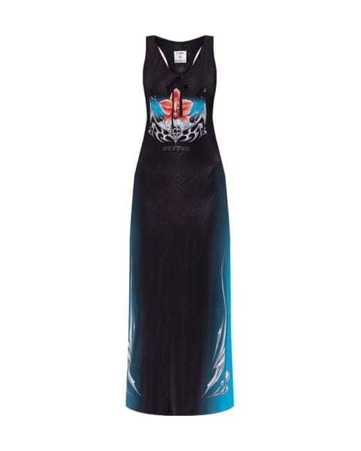 Casablanca Blue Sleeveless Fitted Midi Dress