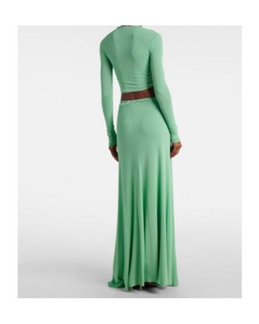 Rabanne Green Embellished Maxi Skirt
