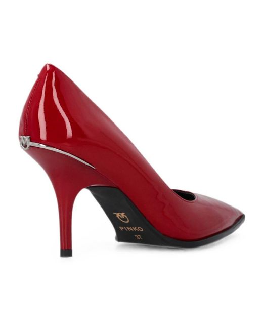 Pinko Red Patent Pointed-Toe Heeled Pumps
