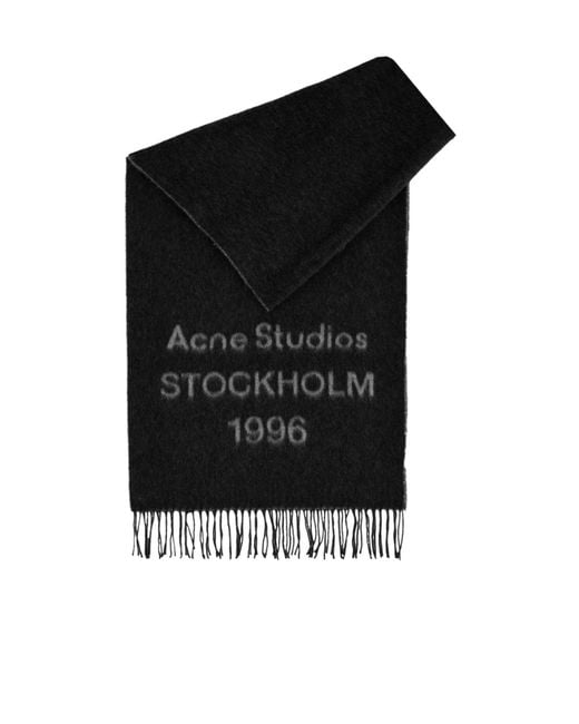 Acne Black Venus 1996 Logo-Intarsia Wool Scarf