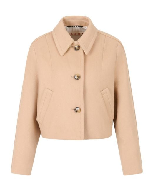 Marni Natural Camel Felt Cropped Jacket