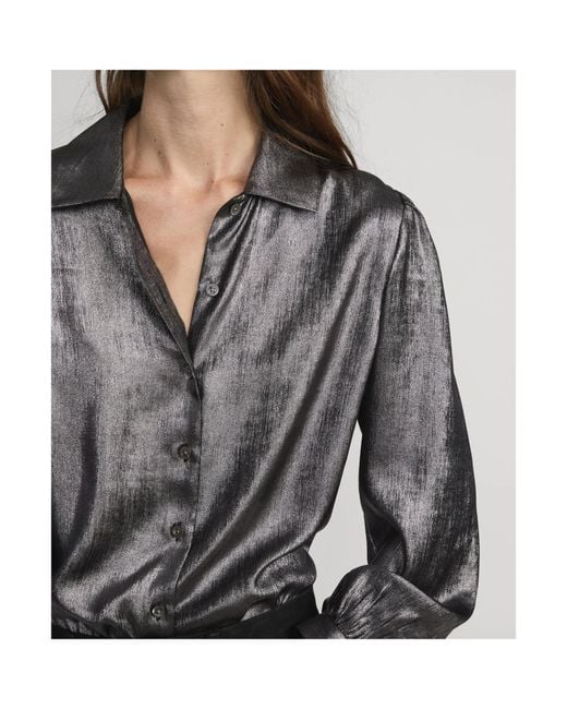 FRAME Gray Shiny Staple Blouse