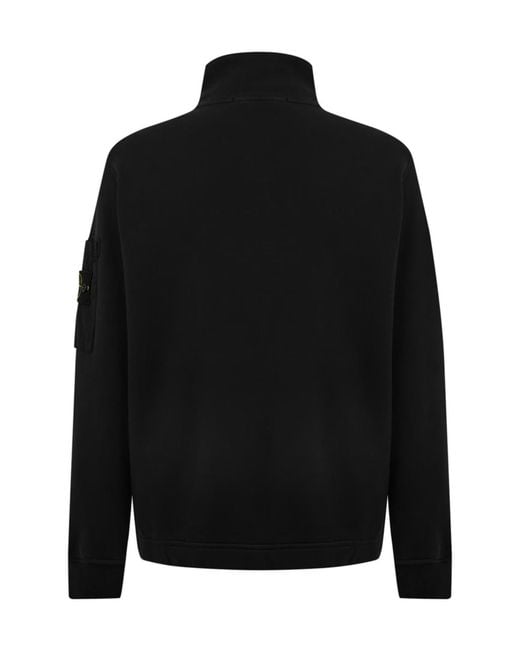 Stone Island Black Logo Zip-Up Sweatshirt for men