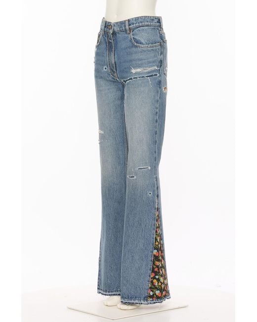 Valentino Blue Floral Panelled Flared Jeans