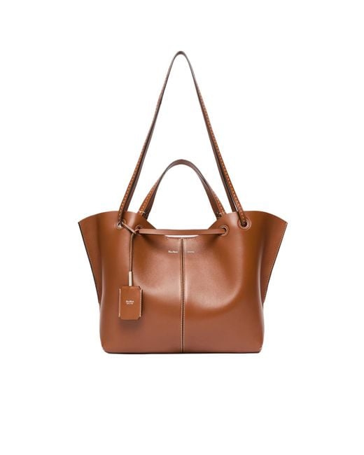 Max Mara Brown Double Nappa Leather Shopper Bag