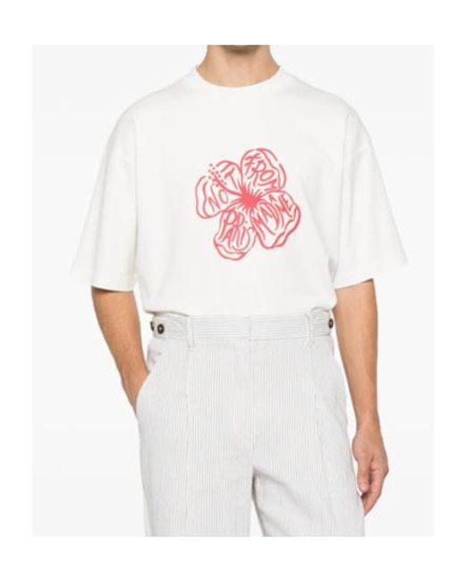 Drole de Monsieur White Drôle De Monsieur Slogan Hibiscus T-Shirt for men