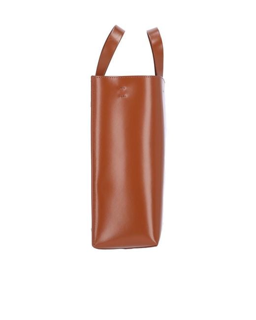 Marni Brown Logo Printed Drawstring Tote Bag