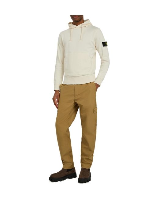 Stone Island Natural Hooded Cotton Sweatshirt for men