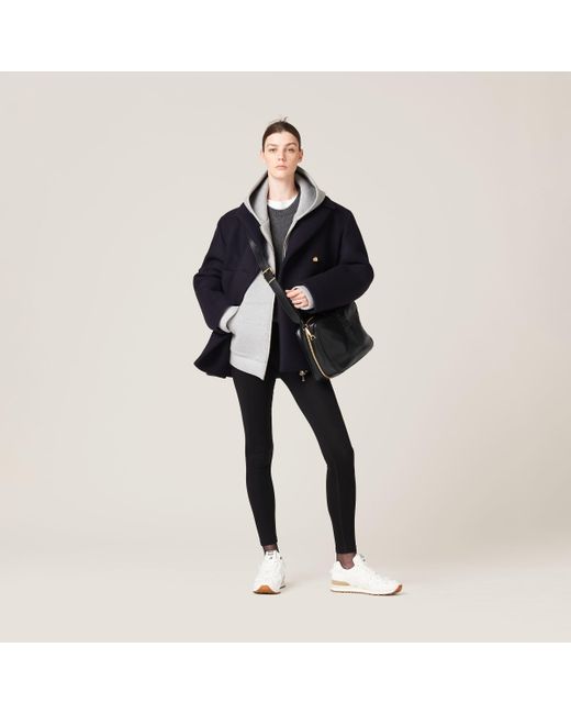 Miu Miu Blue Double-Breasted Cloth Peacoat Jacket