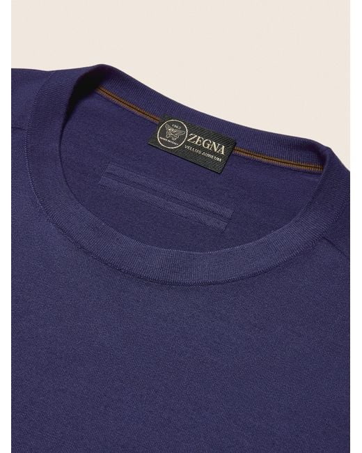 Zegna Blue Ink Vellus Aureum Crewneck for men