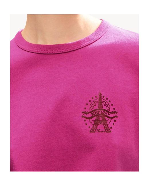 KENZO Pink Eiffel Tower Design' T-Shirt