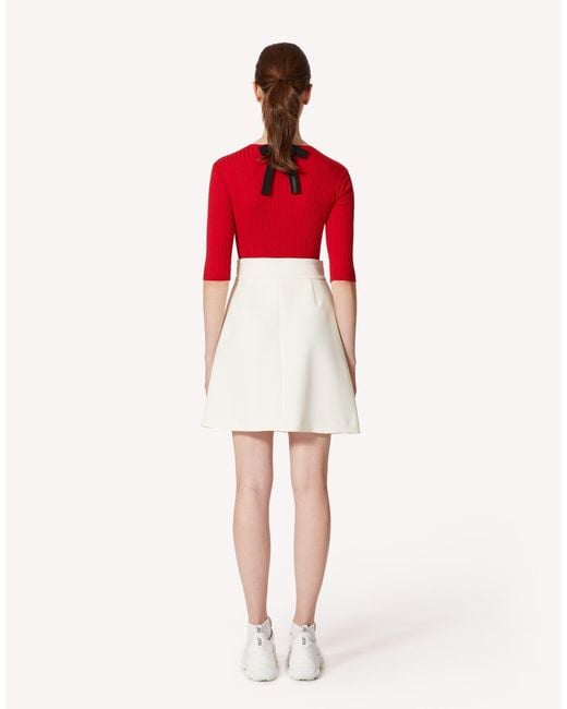 RED Valentino White Logo A-Line Skirt