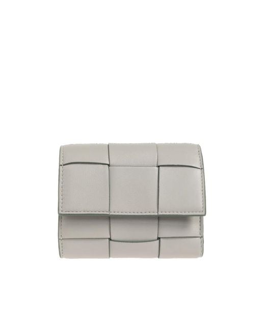 Bottega Veneta Gray Cassette Tri-Fold Zip Wallet