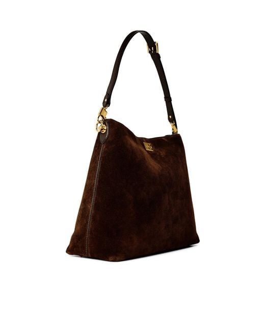 Dolce & Gabbana Black Dark Suede Shoulder Bag