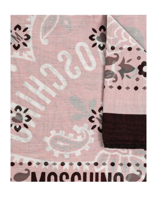 Moschino Pink Logo Printed Scarf for men