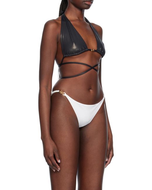 Versace Black Greca-Detailed Triangle Bikini Top