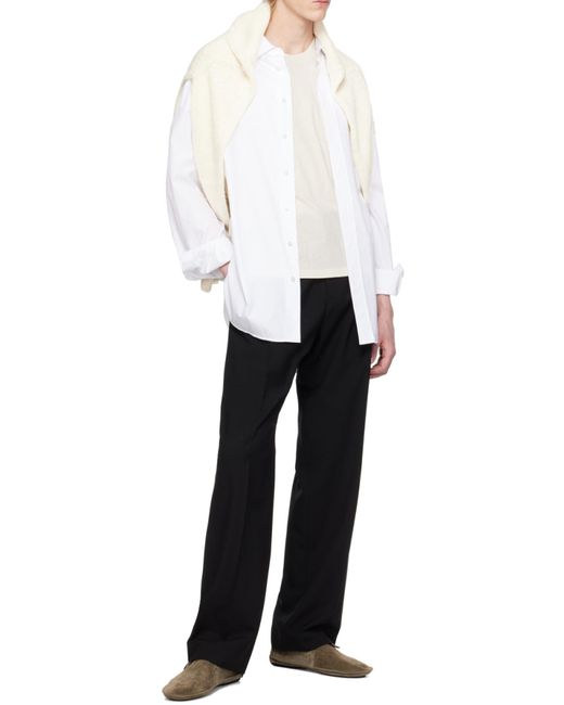 The Row Black Pleated Straight-Leg Tailored Trousers for men