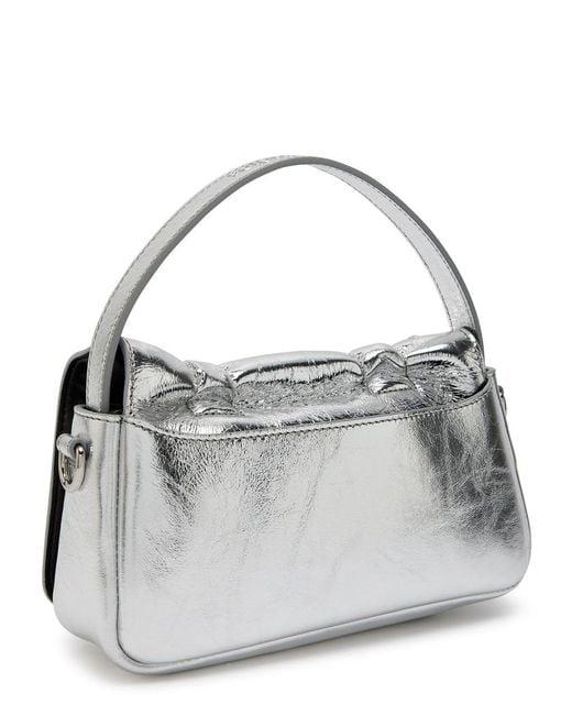 Acne Multipocket Micro Metallic Leather Top Handle Bag