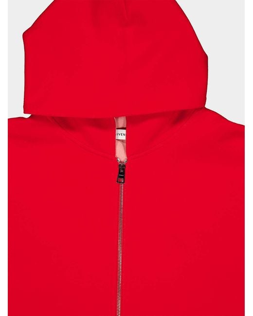 Givenchy Red And Couture Seam Zip Hooded Sweatshirt for men