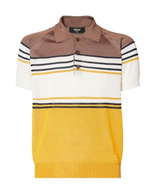 Fendi Multicolor Short Sleeved Striped Polo Shirt for men