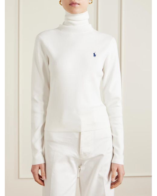 Polo Ralph Lauren White Roll-Neck Long-Sleeve T-Shirt