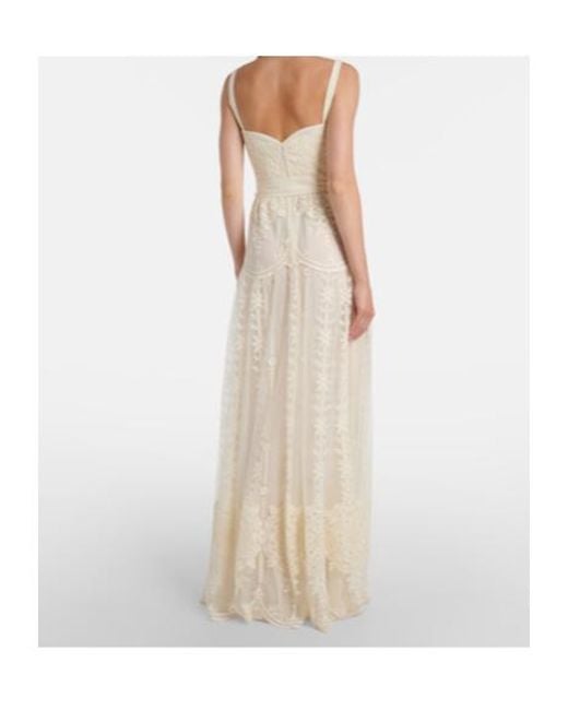 Elie Saab White Embroidered Tulle Bustier Gown