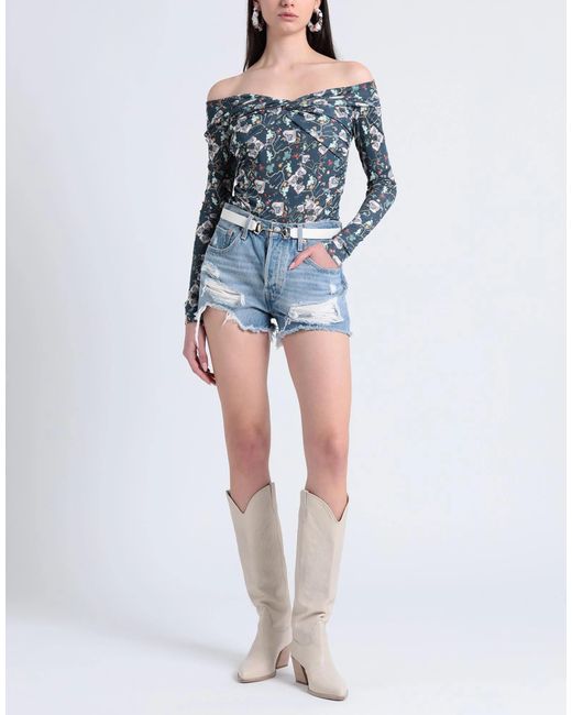 Isabel Marant Blue Off-The-Shoulder Top