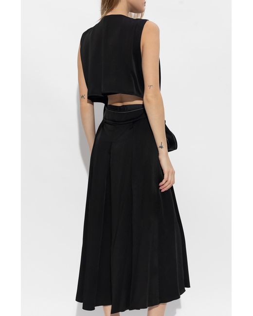 Victoria Beckham Black Belted Sleeveless Midi Dress