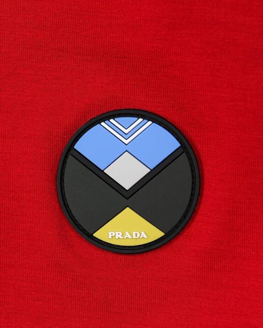 Prada Red Logo Round-Necked T-Shirt for men
