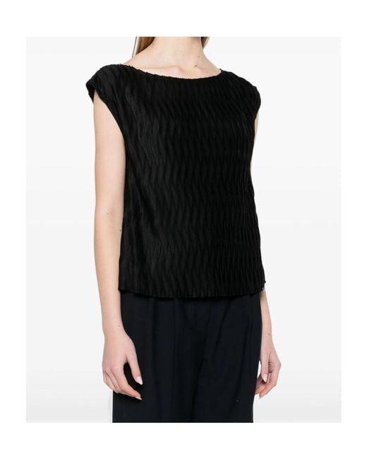 Herno Black Wrinkled Effect Tank Top