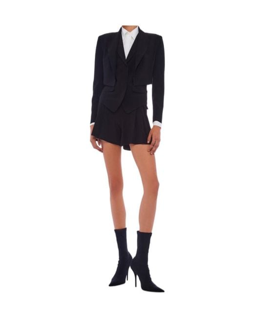 Norma Kamali Blue V-Neck Cropped Jacket