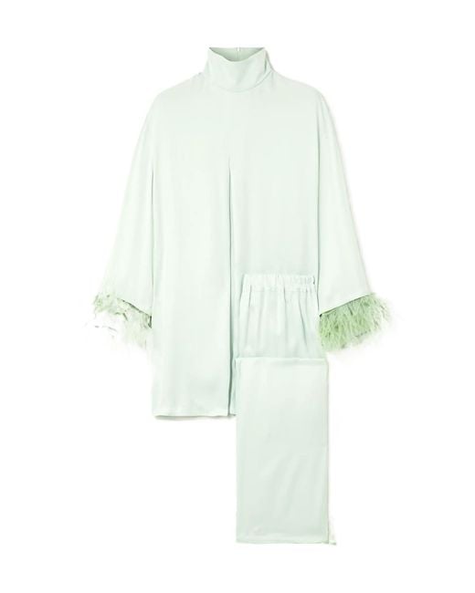 Sleeper White Trimmed Satin Pajama Set
