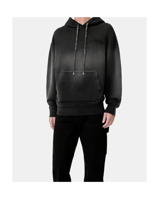 Amiri Black Logo Embroidered Drawstring Hoodie for men