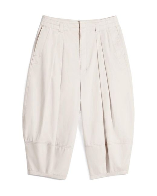 Lemaire White Pleated Balloon Shorts