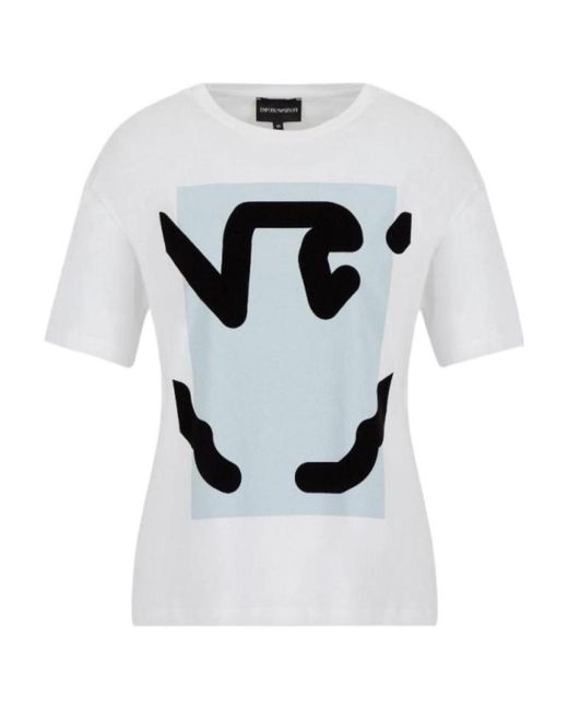 Emporio Armani White Eagle-Logo Print T-Shirt