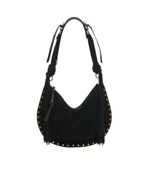 Isabel Marant Black Oskan Fringe Soft Zip Bag