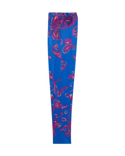 Saint Laurent Blue Paisley-Print Tailored Trousers for men