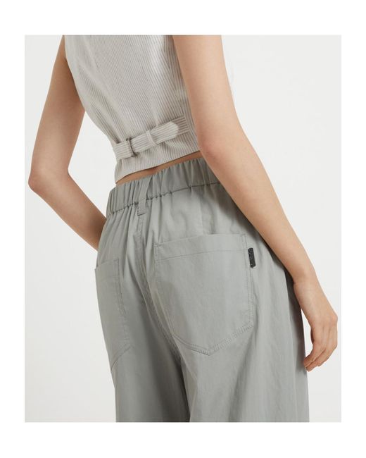 Brunello Cucinelli Gray Straight-Leg Cotton Trousers