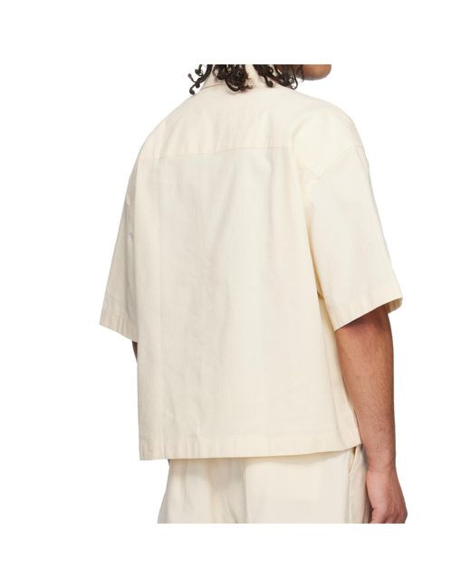 Studio Nicholson White Cotton- And Linen-Blend Coutil Shirt for men