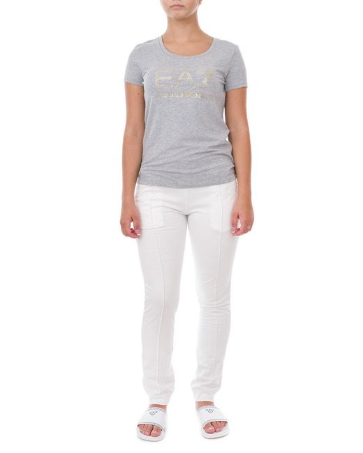 EA7 Gray Logo Printed T-Shirt