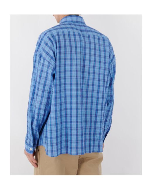 sunflower Blue Long-Sleeved Plaid Shirt for men