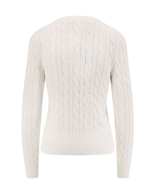 Polo Ralph Lauren White Cable-Knit Cardigan