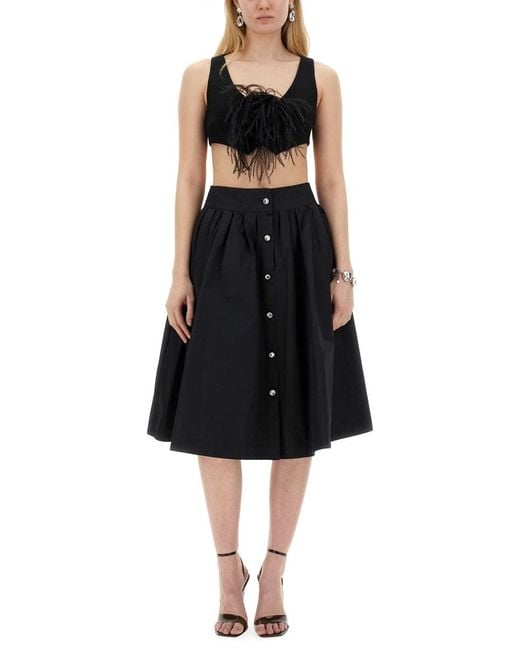 Moschino Black Logo Logo Pleated Skirt