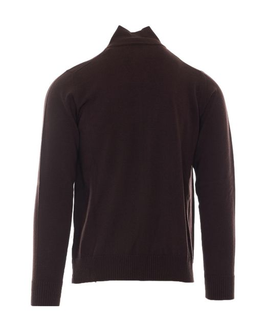 Alpha Studio Brown Zip-Up Knitted Jacket for men