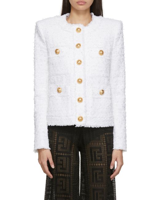 Balmain White Tweed Jacket
