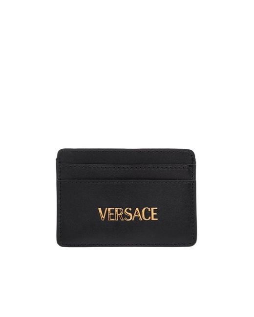 Versace Black Logo-Lettering Card Holder