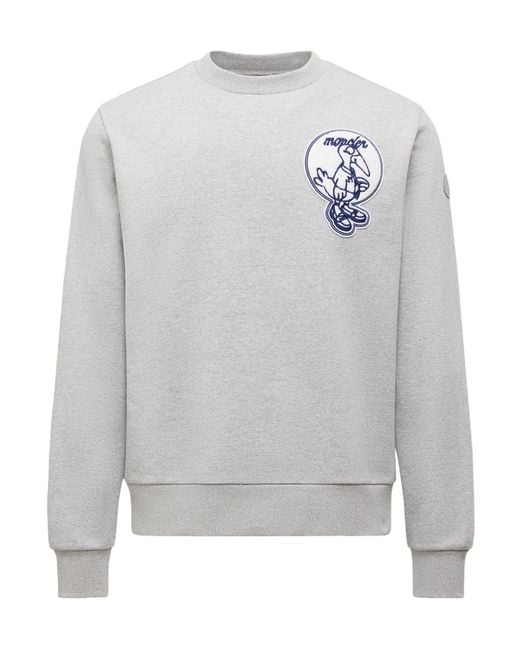 Moncler Gray Mascot Patch Crewneck Sweatshirt for men