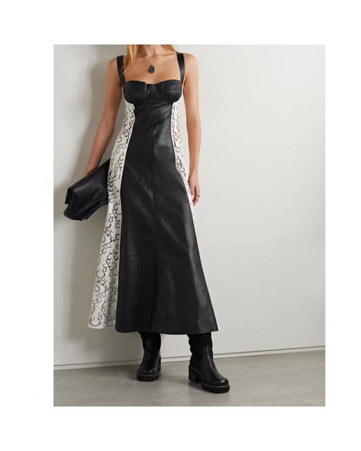 Gabriela Hearst Black Abami Patchwork Lace Pattern Maxi Dress